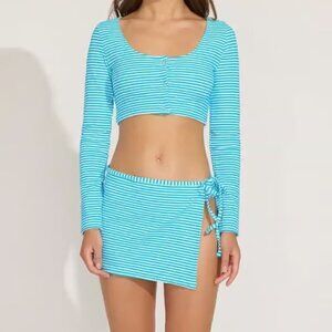 New Solid & Striped The Nola Keys Blue Terry Striped Skirt NWT XS